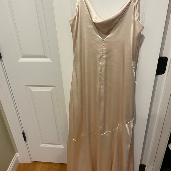 Lulus XS Moment in the Spotlight Champagne Satin Cowl Neck Dress - Picture 10 of 11
